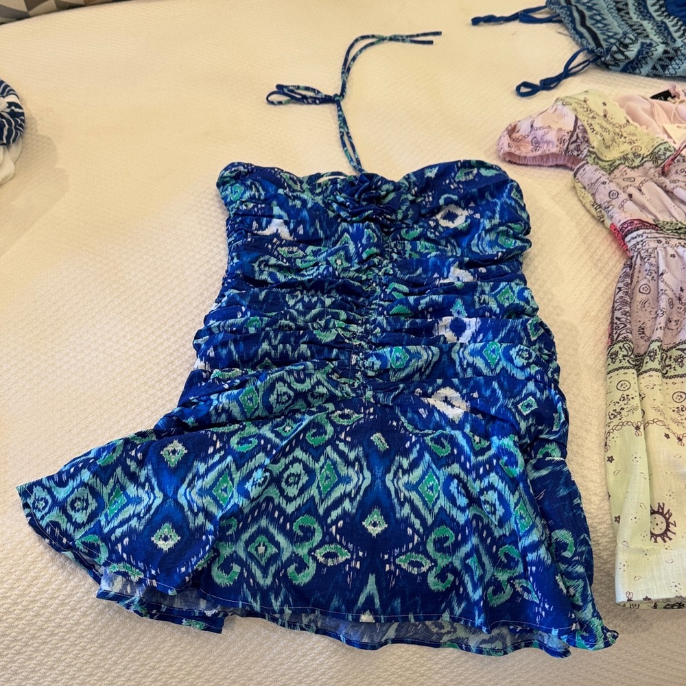 Vici Blue and Green Mini Dress